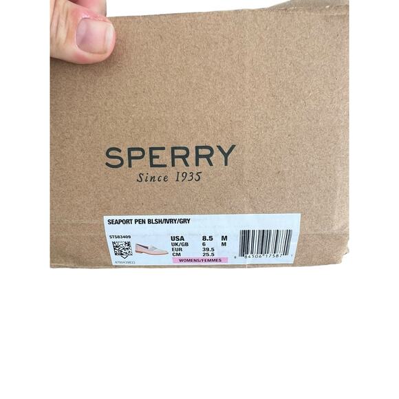 Sperry Womens Seaport Penny Loafer In Blush Ivory Gray Leather Size 8.5 - Picture 11 of 14